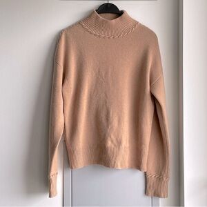 THEORY 100% Cashmere Tan Mock Neck Sweater with Detail
